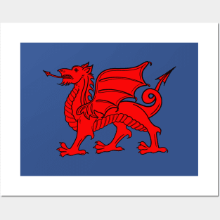 Red Welsh Dragon Illustration Posters and Art